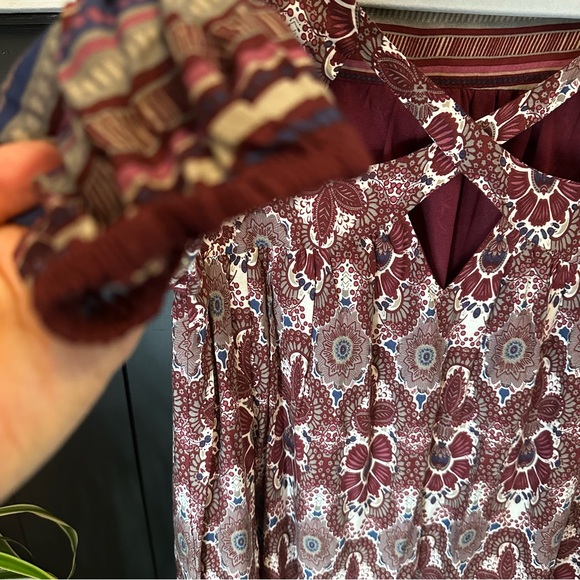 The NINES Border Mixed Print Cutout Neck Shift Fall Dress Size S - Picture 8 of 11